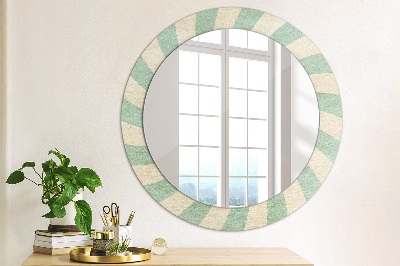 Ronde spiegel lijst met print Retro pastel patroon