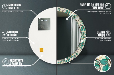 Ronde spiegel met bedrukte lijst Bloemen en vogels