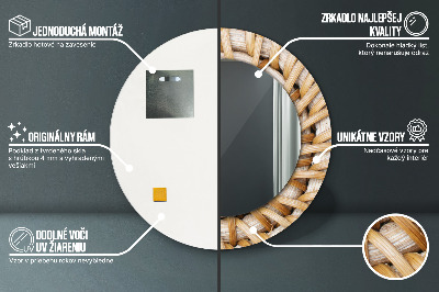 Ronde spiegel met bedrukte lijst Natuurlijke vlecht