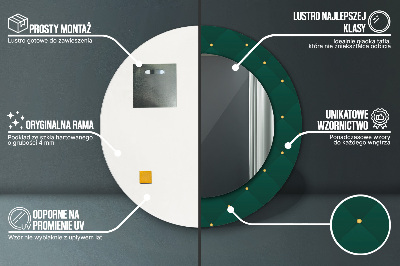 Ronde spiegel met bedrukte lijst Groene luxe sjabloon