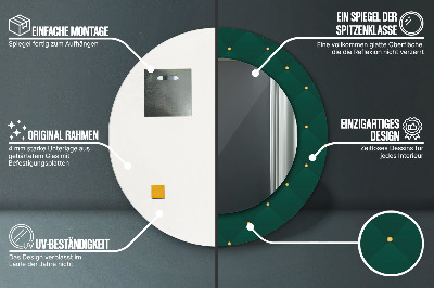 Ronde spiegel met bedrukte lijst Groene luxe sjabloon