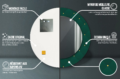 Ronde spiegel met bedrukte lijst Groene luxe sjabloon