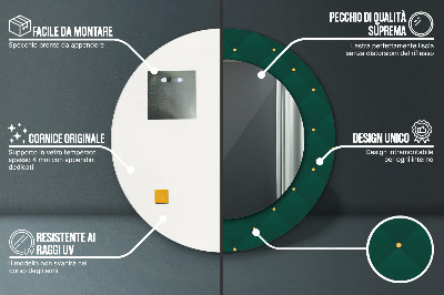 Ronde spiegel met bedrukte lijst Groene luxe sjabloon