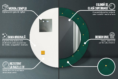 Ronde spiegel met bedrukte lijst Groene luxe sjabloon