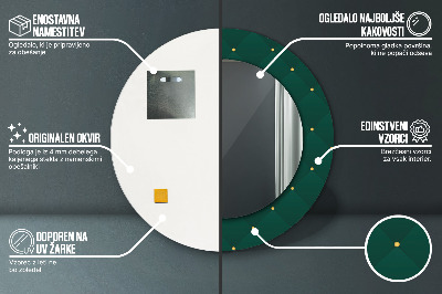 Ronde spiegel met bedrukte lijst Groene luxe sjabloon