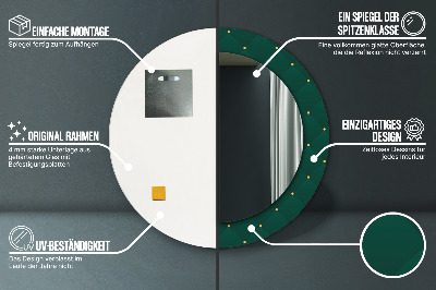 Ronde spiegel met bedrukte lijst Groene luxe sjabloon