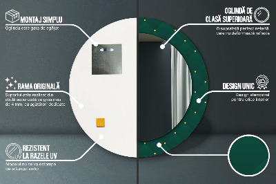 Ronde spiegel met bedrukte lijst Groene luxe sjabloon