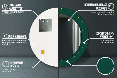 Ronde spiegel met bedrukte lijst Groene luxe sjabloon