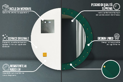 Ronde spiegel met bedrukte lijst Groene luxe sjabloon