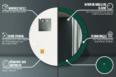 Ronde spiegel met bedrukte lijst Groene luxe sjabloon