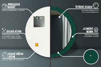 Ronde spiegel met bedrukte lijst Groene luxe sjabloon