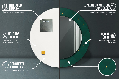 Ronde spiegel met bedrukte lijst Groene luxe sjabloon