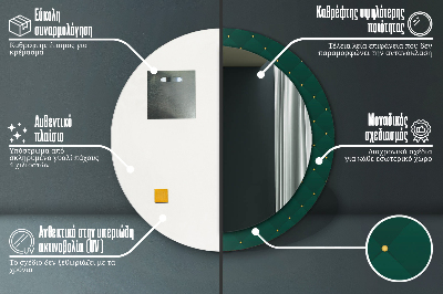 Ronde spiegel met bedrukte lijst Groene luxe sjabloon