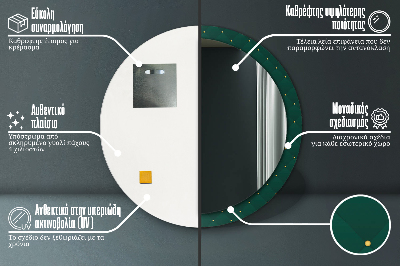 Ronde spiegel met bedrukte lijst Groene luxe sjabloon