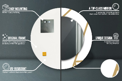 Ronde spiegel lijst met print Lineaire compositie