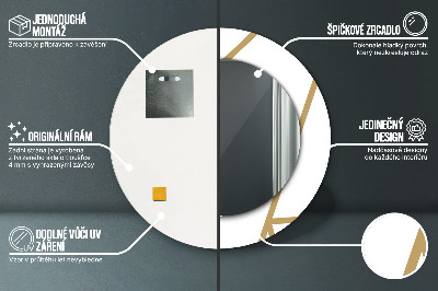 Ronde spiegel lijst met print Lineaire compositie