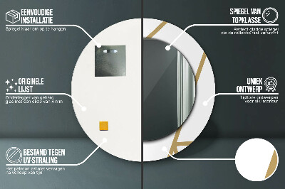 Ronde spiegel lijst met print Lineaire compositie