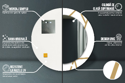 Ronde spiegel lijst met print Lineaire compositie