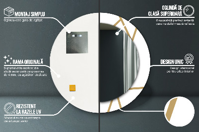 Ronde spiegel lijst met print Lineaire compositie