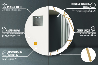 Ronde spiegel lijst met print Lineaire compositie