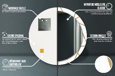 Ronde spiegel lijst met print Lineaire compositie