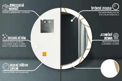 Ronde spiegel lijst met print Lineaire compositie