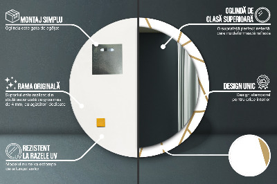 Ronde spiegel lijst met print Lineaire compositie