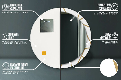 Ronde spiegel lijst met print Lineaire compositie