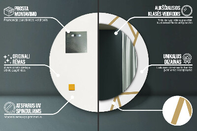 Ronde spiegel lijst met print Lineaire compositie