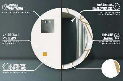 Ronde spiegel lijst met print Lineaire compositie