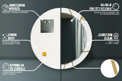 Ronde spiegel lijst met print Lineaire compositie