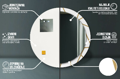 Ronde spiegel lijst met print Lineaire compositie