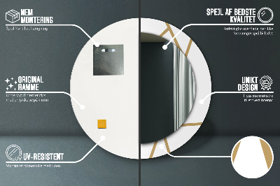 Ronde spiegel lijst met print Lineaire compositie