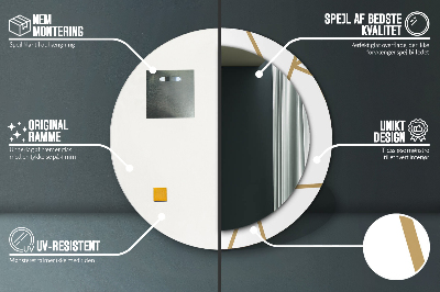 Ronde spiegel lijst met print Lineaire compositie