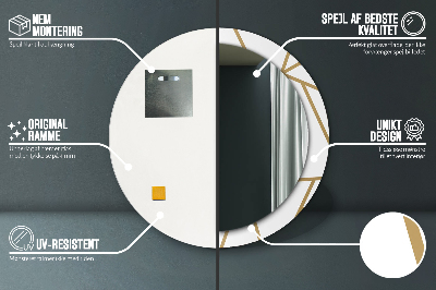 Ronde spiegel lijst met print Lineaire compositie