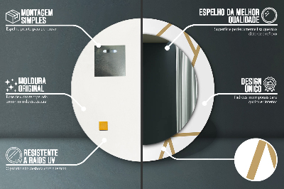 Ronde spiegel lijst met print Lineaire compositie