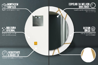 Ronde spiegel lijst met print Lineaire compositie