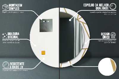 Ronde spiegel lijst met print Lineaire compositie