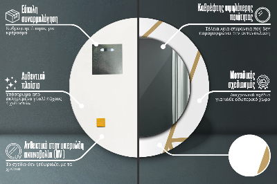 Ronde spiegel lijst met print Lineaire compositie