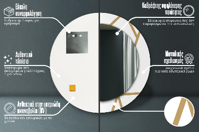 Ronde spiegel lijst met print Lineaire compositie