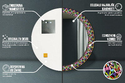 Bedrukte ronde spiegel Psychedelisch mandala -patroon