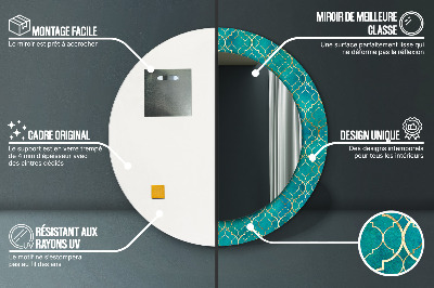 Bedrukte ronde spiegel Groene en gouden compositie