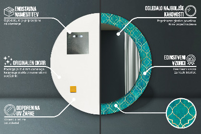 Bedrukte ronde spiegel Groene en gouden compositie