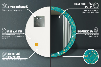 Bedrukte ronde spiegel Groene en gouden compositie