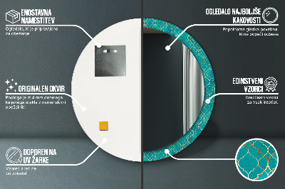 Bedrukte ronde spiegel Groene en gouden compositie