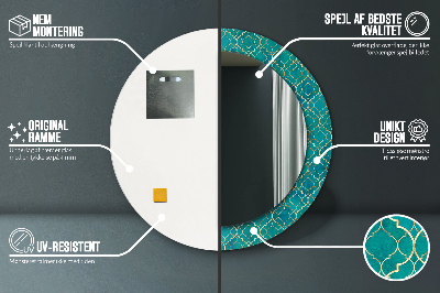 Bedrukte ronde spiegel Groene en gouden compositie