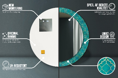 Bedrukte ronde spiegel Groene en gouden compositie