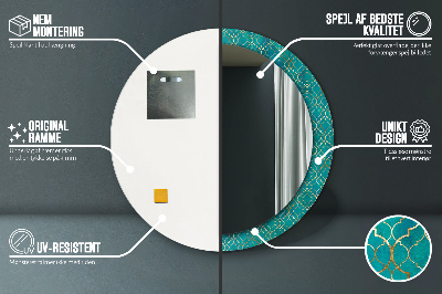 Bedrukte ronde spiegel Groene en gouden compositie