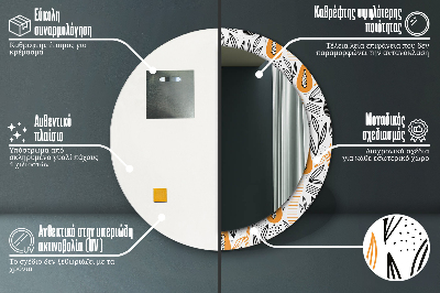 Bedrukte ronde spiegel Papai -patroon