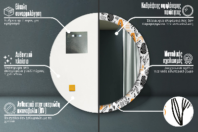 Bedrukte ronde spiegel Papai -patroon